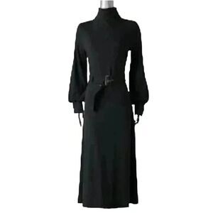 Simply Vera Wang Women's Black Poly/Rayon/Spandex Ribbed Knit Mock Neck A-Line L